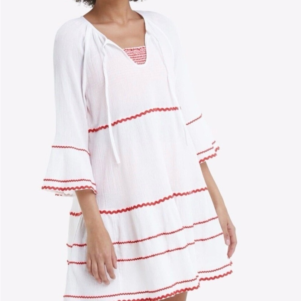 Draper James Nautical White and Red Swim Coverup